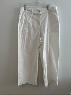 Nicole Miller Cream Wide-Leg Crop Pants